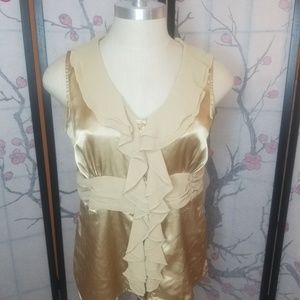 🚨🚨🚨Gold satin sleeveless blouse DM01 (used)